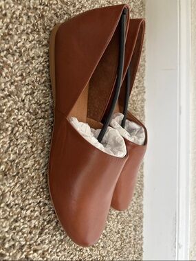 Miz Mooz Chestnut Brown Leather Slip-On Ballet Flats